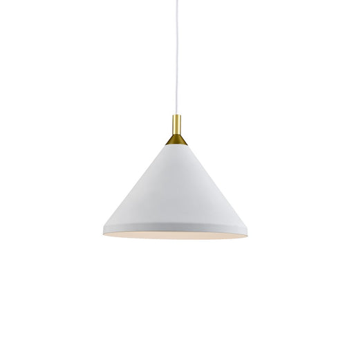 Kuzco Dorothy 14in 1-Light Pendant | Modern White Aluminum with Gold Detail | Kitchen Island & Dining Room | 60W Incandescent | Model 492814-WH-GD