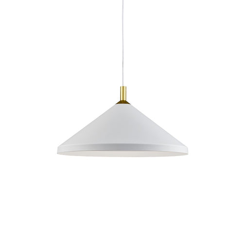 Kuzco Dorothy 18in 1-Light Pendant | White Aluminum with Gold Detail | Kitchen Island & Dining Room | 9 x 18 in | Model 493118-WH-GD