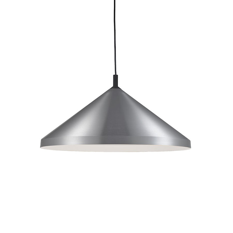 Kuzco Dorothy 26in 1-Light Pendant | Modern Brushed Nickel and Black Conical Aluminum Shade | Dining Room & Kitchen Island | Model 493126-BN-BK