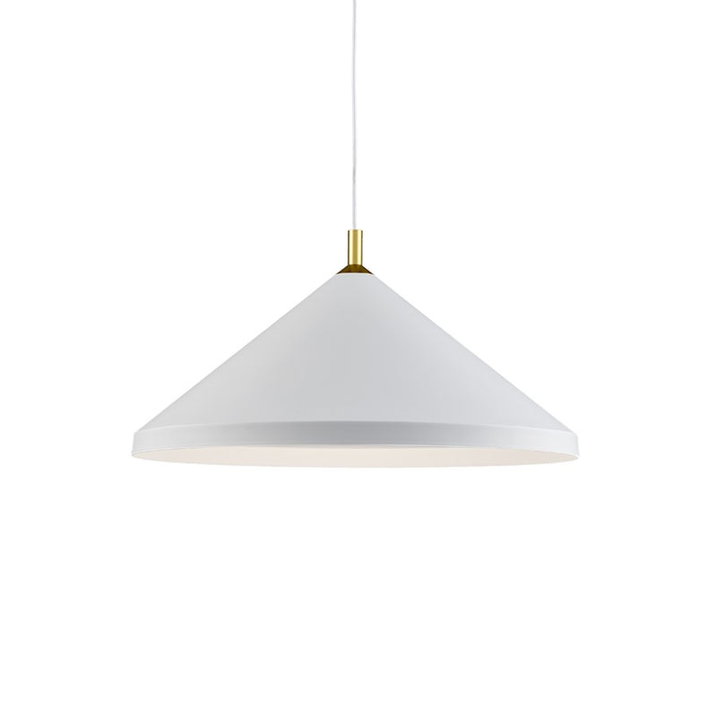 Kuzco Dorothy 26in 1-Light Pendant | White Aluminum with Gold Detail | Kitchen Island & Dining Room | 13 x 26 in | Model 493126-WH-GD