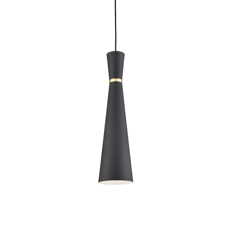 Kuzco Vanderbilt 6in 1-Light Pendant | Black with Gold Detail Aluminum | Kitchen Island & Dining Room | 24 x 6 in | Model 493206-BK-GD
