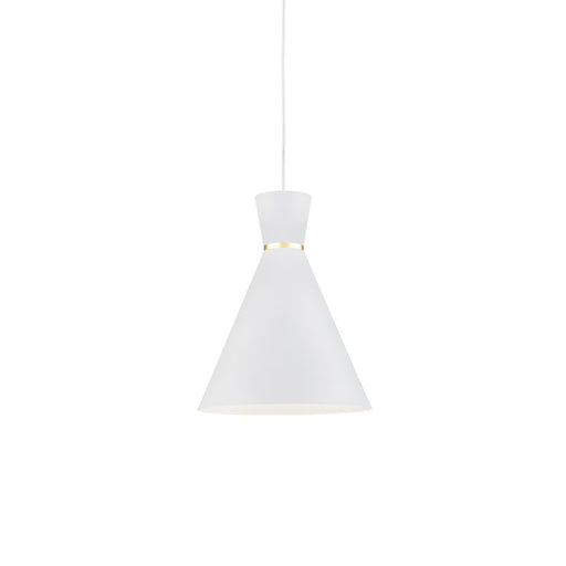 Kuzco Vanderbilt 10in 1-Light Pendant | Modern White Aluminum and Gold Detail | Kitchen Island & Dining Room | 12 x 10 in | Model 493210-WH-GD