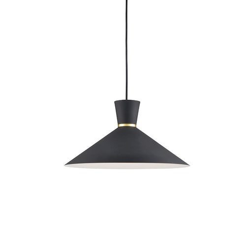 Kuzco Vanderbilt 16in 1-Light Pendant | Modern Black Aluminum with Gold Ring Detail | Kitchen Island & Dining Room | 60W | Model 493216-BK-GD