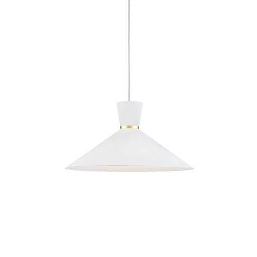 Kuzco Vanderbilt 16in 1-Light Pendant | Modern White and Gold Detail Aluminum | Kitchen Island & Dining Room | 8 x 16 in | Model 493216-WH-GD