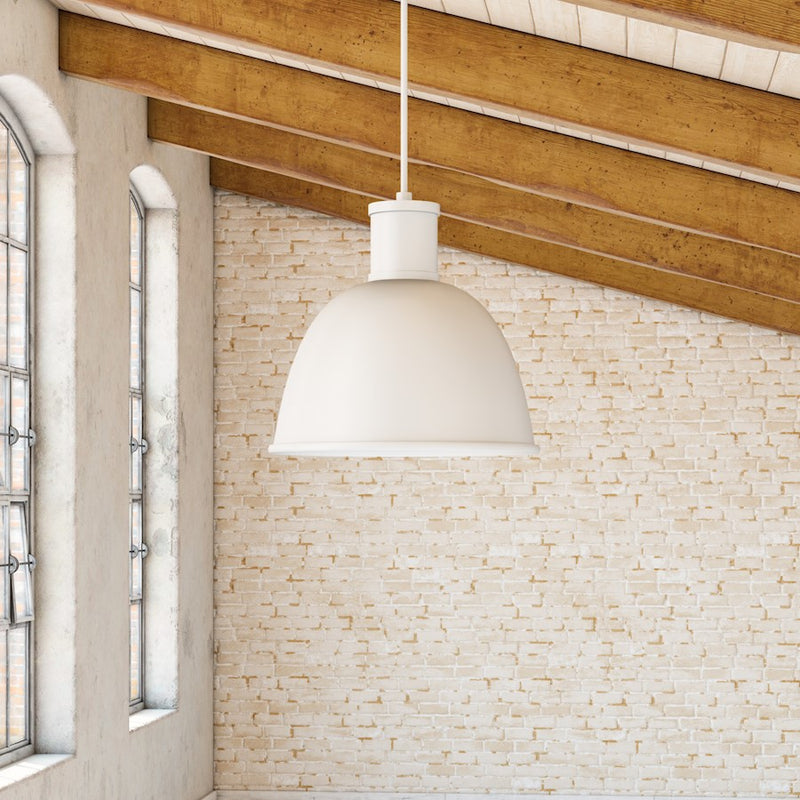 Kuzco Irving 13in 1-Light Pendant | Modern White Aluminum Dome Shade | Kitchen Island & Dining Room | 13 x 12 in, 120in Max Hang | Model 493513-WH