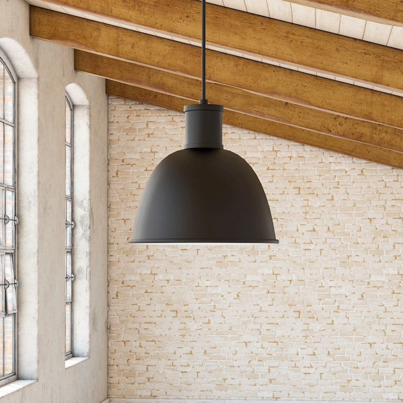 Kuzco Irving 16in Pendant | Modern Black Aluminum Dome Shade | Kitchen Island & Dining Room | Model 493516-BK