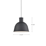 Kuzco Irving 16in Pendant | Modern Black Aluminum Dome Shade | Kitchen Island & Dining Room | Model 493516-BK