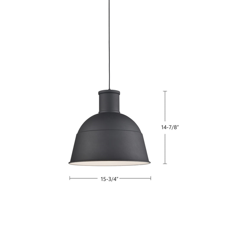 Kuzco Irving 16in Pendant | Modern Black Aluminum Dome Shade | Kitchen Island & Dining Room | Model 493516-BK