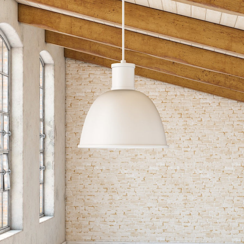 Kuzco Irving 1-Light 16in Pendant | White Aluminum Dome Shade | Kitchen Island & Dining Room Accent | 60W E26 | Model 493516-WH