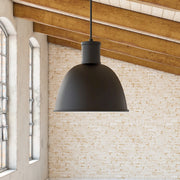 Kuzco Irving 22in 1-Light Pendant | Modern Black Aluminum Dome Shade | Kitchen Island & Dining Room | 21 x 22 in | Model 493522-BK