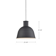 Kuzco Irving 22in 1-Light Pendant | Modern Black Aluminum Dome Shade | Kitchen Island & Dining Room | 21 x 22 in | Model 493522-BK