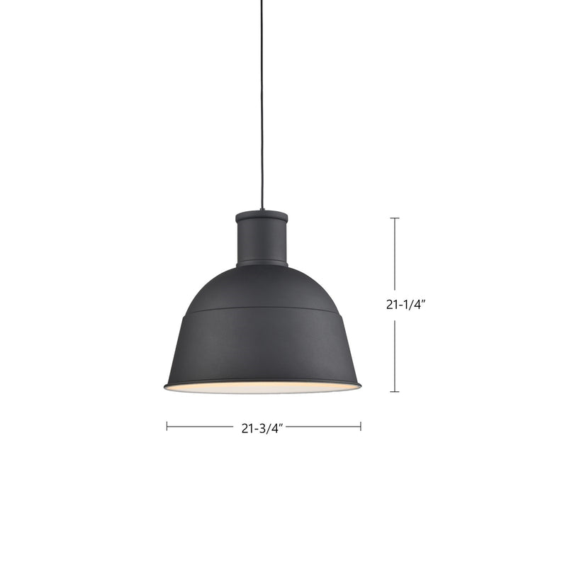 Kuzco Irving 22in 1-Light Pendant | Modern Black Aluminum Dome Shade | Kitchen Island & Dining Room | 21 x 22 in | Model 493522-BK