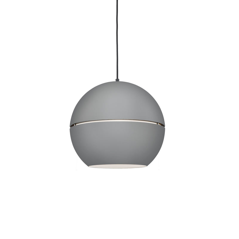 Kuzco Lucas 16in 1-Light Pendant | Modern Gray Aluminum and Matte White Interior | Kitchen Island & Dining Room | 14.5in H x 16in | Model 494016-GY