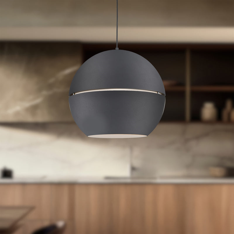 Kuzco Lucas 24in 1-Light Pendant | Black Aluminum Shade | Kitchen Island & Dining Room | 21.5 x 24 in | Model 494024-BK