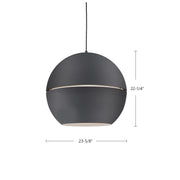 Kuzco Lucas 24in 1-Light Pendant | Black Aluminum Shade | Kitchen Island & Dining Room | 21.5 x 24 in | Model 494024-BK