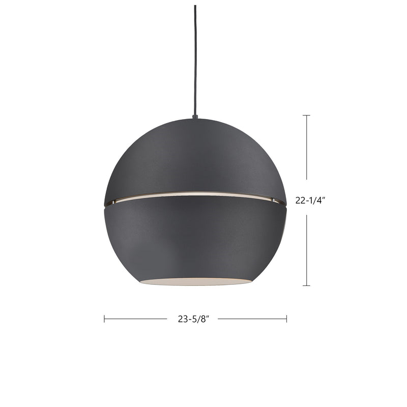 Kuzco Lucas 24in 1-Light Pendant | Black Aluminum Shade | Kitchen Island & Dining Room | 21.5 x 24 in | Model 494024-BK