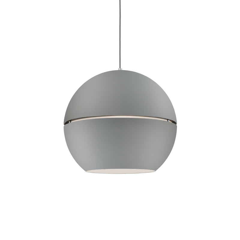 Kuzco Lucas 24in 1-Light Pendant | Modern Gray Aluminum and White Interior | Kitchen Island & Dining Room | 24in Dia, 21.5in H | Model 494024-GY