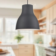 Kuzco Cradle 13in 1-Light Pendant | Modern Black Aluminum Shade | Kitchen Island & Dining Room | 60W Incandescent Socket | Model 494213-BK