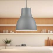 Kuzco Cradle 16in 1-Light Pendant | Modern Gray Aluminum Shade with White Interior | Kitchen Island & Dining Room | 16in Dia | Model 494216-GY