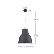 Kuzco Cradle 16in 1-Light Pendant | Modern Gray Aluminum Shade with White Interior | Kitchen Island & Dining Room | 16in Dia | Model 494216-GY