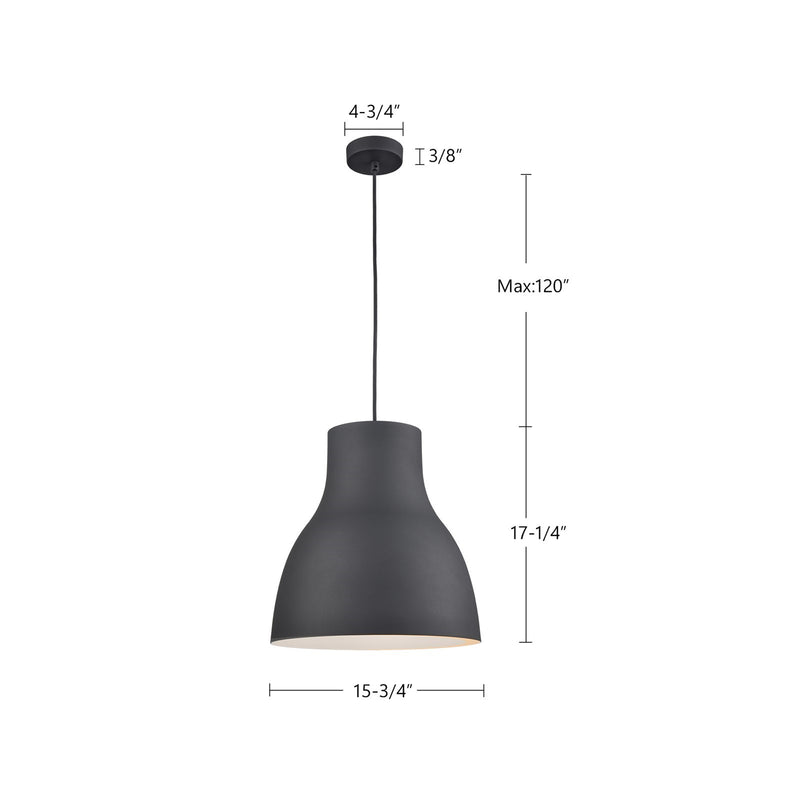 Kuzco Cradle 16in 1-Light Pendant | Modern Gray Aluminum Shade with White Interior | Kitchen Island & Dining Room | 16in Dia | Model 494216-GY