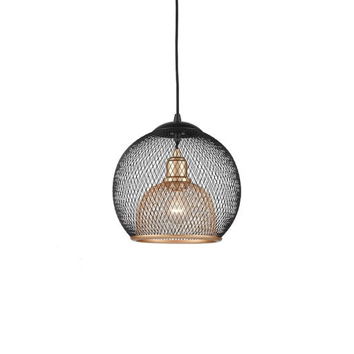 Kuzco Gibraltar 1-Light 12in Pendant | Industrial Black and Gold Wire Mesh | Kitchen Island & Dining Room | 12 x 11.5 in | Model 494412-BK-GD