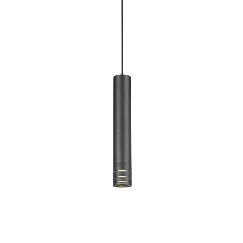 Kuzco Milca 15in 1-Light Pendant | Black Steel Cylindrical Shade | Kitchen Island & Dining Room | 15 x 2.4 x 2.4 in | Model 494502L-BK