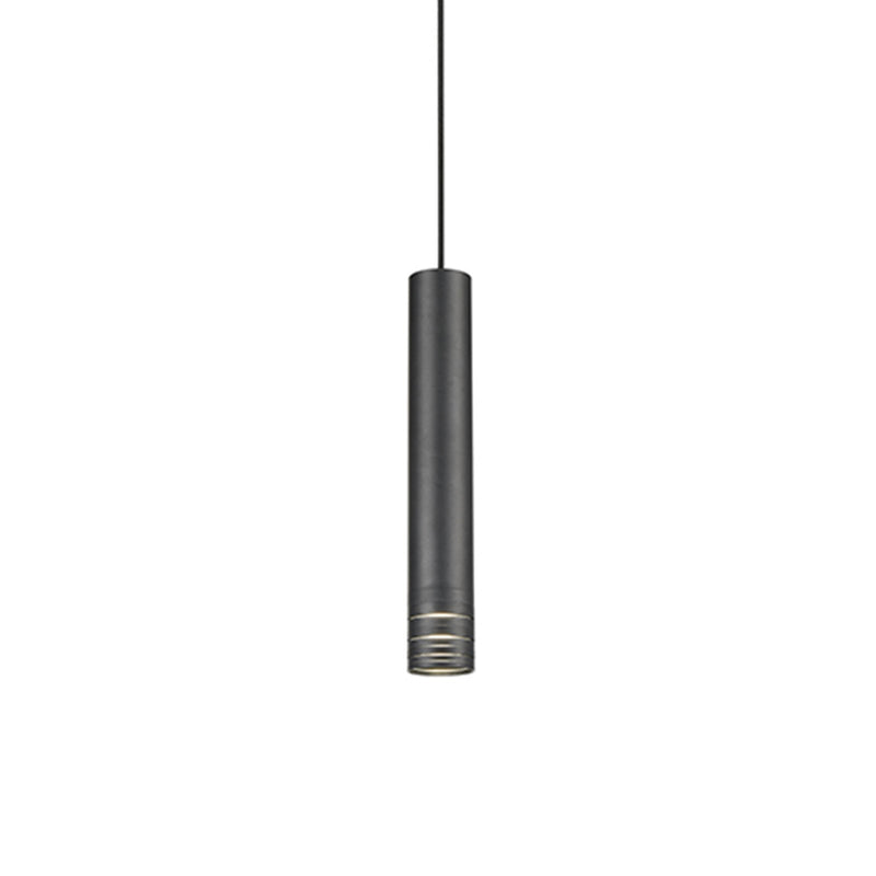 Kuzco Milca 15in 1-Light Pendant | Black Steel Cylindrical Shade | Kitchen Island & Dining Room | 15 x 2.4 x 2.4 in | Model 494502L-BK
