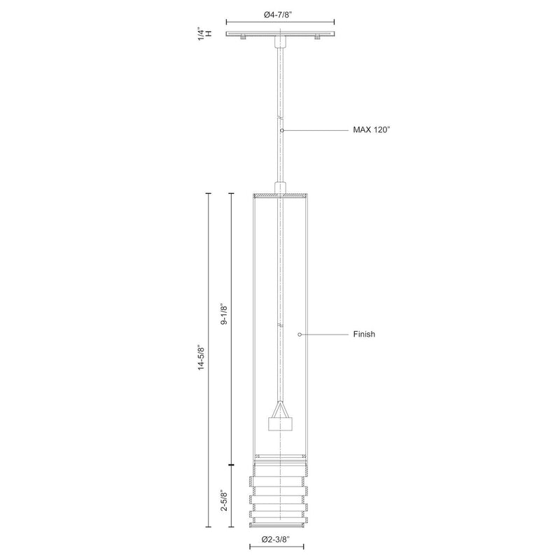 Kuzco Milca 15in 1-Light Pendant | Black Steel Cylindrical Shade | Kitchen Island & Dining Room | 15 x 2.4 x 2.4 in | Model 494502L-BK