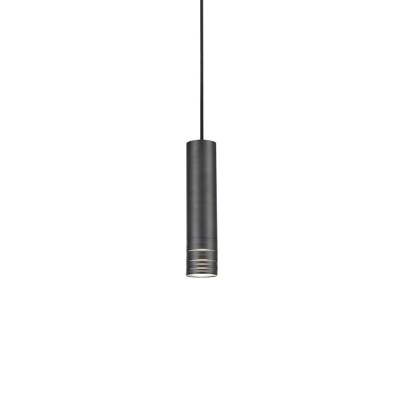 Kuzco Milca 10in 1-Light Pendant | Modern Black Steel Cylindrical Shade | Kitchen Island & Dining Room | 50W Halogen GU10 Socket | Model 494502M-BK