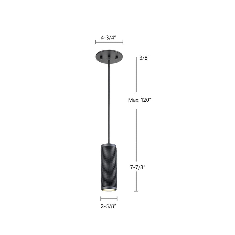 Kuzco Micro 1-Light 3in Pendant | Modern Gold Knurled Aluminum Shade | Kitchen Island & Dining Room | 7.25in H, 2.5in Dia | Model 494603-GD