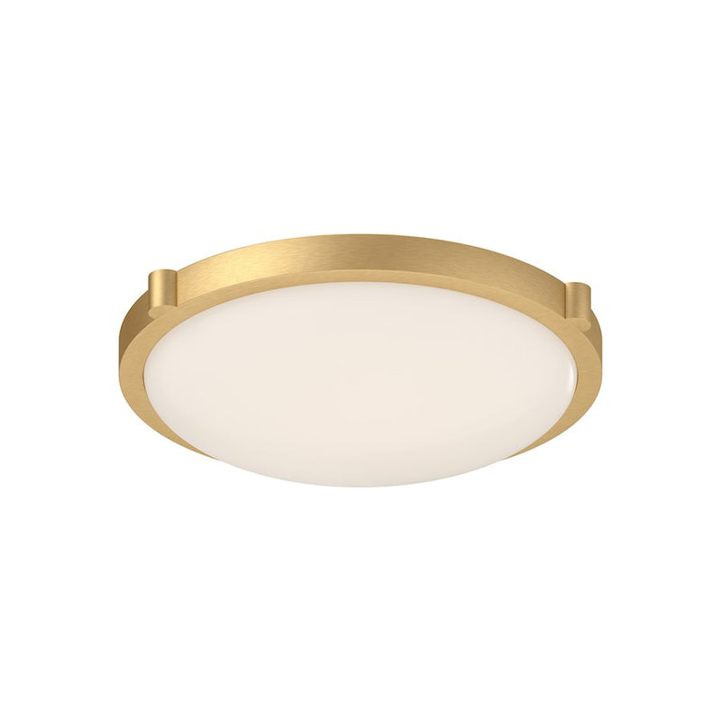 Kuzco Floyd 13in LED Flush Mount | Modern Brushed Gold and Opal Glass | Hallway & Bedroom Ceiling Light | Model 501112BG-LED