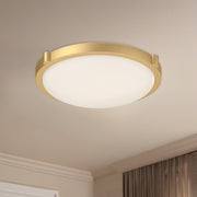 Kuzco Floyd 13in LED Flush Mount | Brushed Gold and Opal Glass | Bedroom & Hallway | 3 x 13 in | Model 501112BG-LED-5CCT
