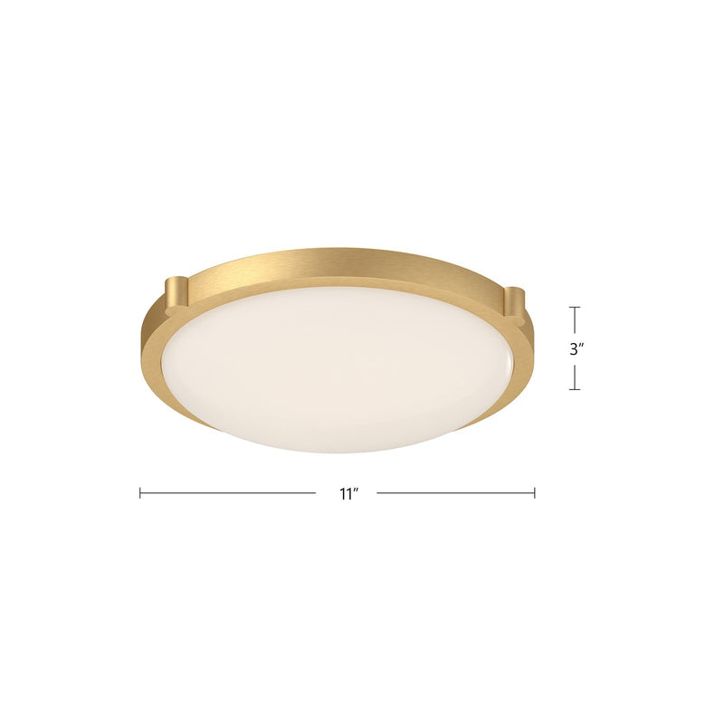 Kuzco Floyd 13in LED Flush Mount | Brushed Gold and Opal Glass | Bedroom & Hallway | 3 x 13 in | Model 501112BG-LED-5CCT