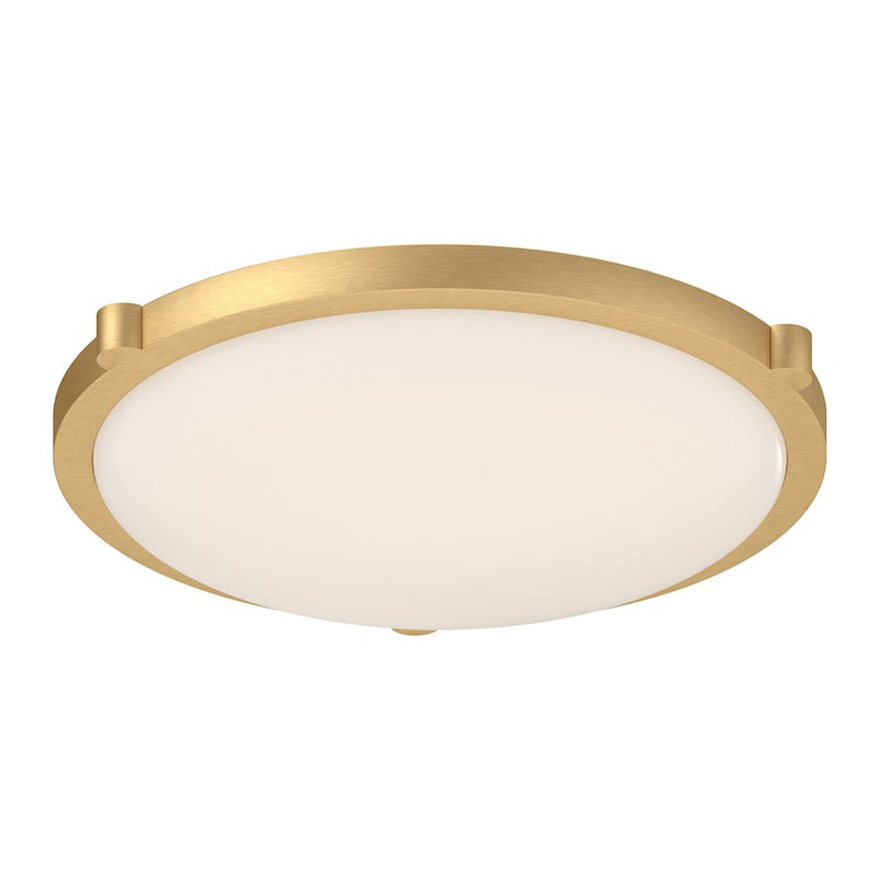 Kuzco Floyd 17in 1-Light LED Flush Mount | Modern Brushed Gold Steel and Opal Glass | Bedroom & Hallway Ceiling Light | 2125lm | Model 501122BG-LED