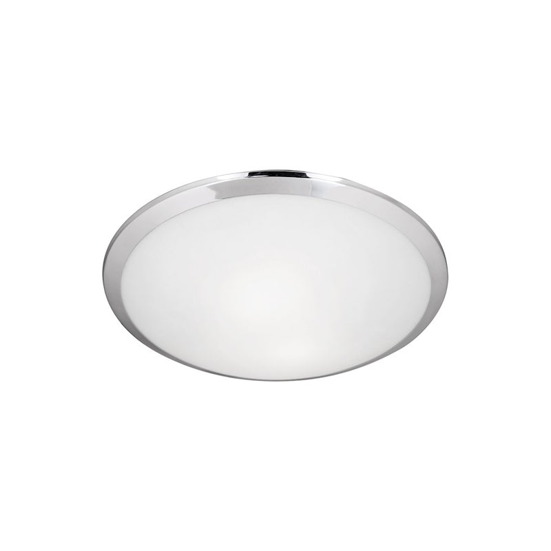 Kuzco Malta 12in 1-Light Flush Mount | Chrome and Opal Glass | Bedroom & Hallway Ceiling Light | 3.12 x 12 in | Model 51561CH