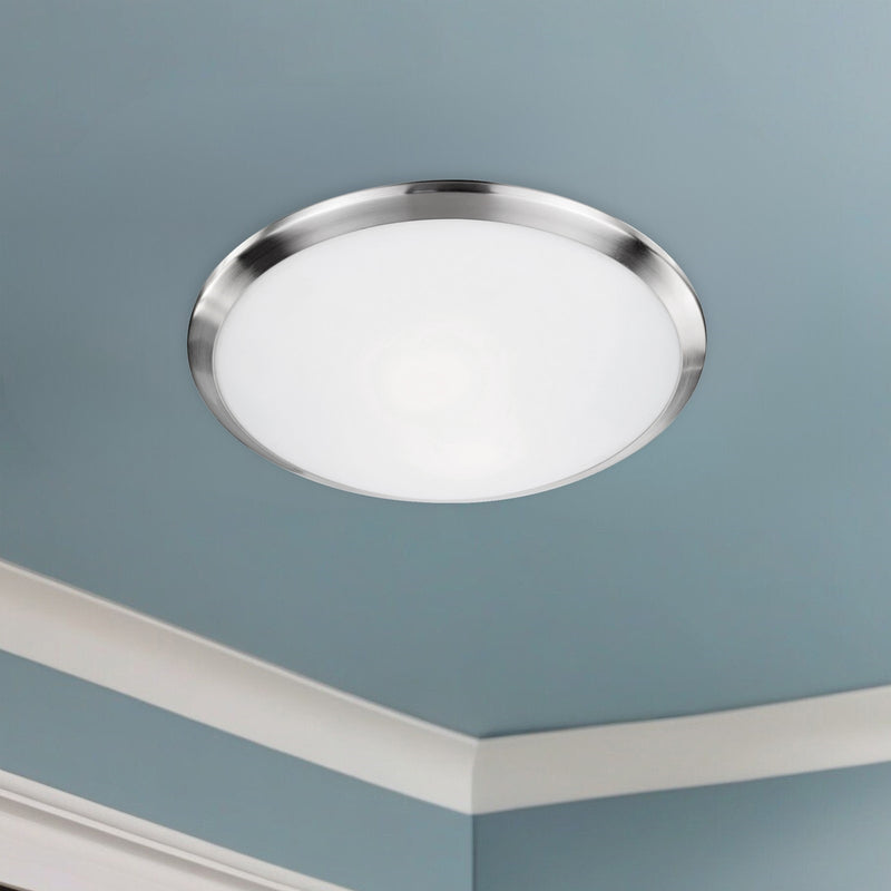 Kuzco Malta 2-Light 15in Flush Mount | Brushed Nickel and Opal Glass | Bedroom & Hallway Ceiling Light | 15 x 15 x 3.38 in | Model 51562BN