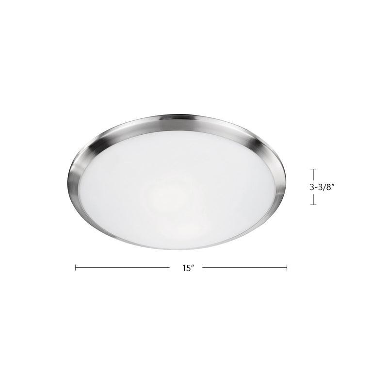 Kuzco Malta 2-Light 15in Flush Mount | Brushed Nickel and Opal Glass | Bedroom & Hallway Ceiling Light | 15 x 15 x 3.38 in | Model 51562BN