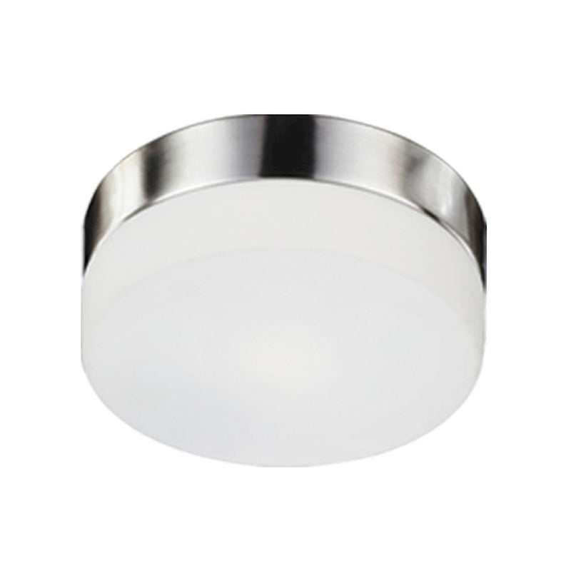 Kuzco Lomita 12in 2-Light Flush Mount | Brushed Nickel and Opal Glass | Hallway & Bedroom Ceiling Light | 2 x 40W Incandescent | Model 52022BN