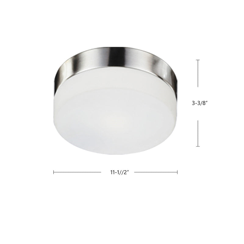 Kuzco Lomita 12in 2-Light Flush Mount | Brushed Nickel and Opal Glass | Hallway & Bedroom Ceiling Light | 2 x 40W Incandescent | Model 52022BN