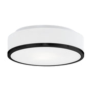 Kuzco Charlie 12in 2-Light Flush Mount | Black Metal and Opal Glass | Bedroom & Hallway | 4 x 11.5 in | Model 599002BK