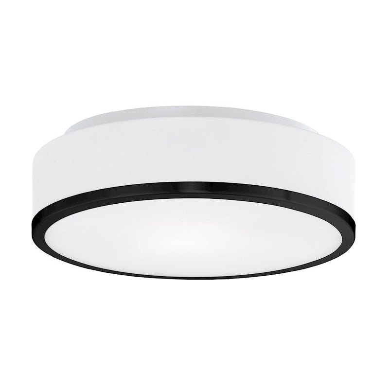 Kuzco Charlie 12in 2-Light Flush Mount | Black Metal and Opal Glass | Bedroom & Hallway | 4 x 11.5 in | Model 599002BK