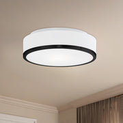 Kuzco Charlie 12in 2-Light Flush Mount | Black Metal and Opal Glass | Bedroom & Hallway | 4 x 11.5 in | Model 599002BK