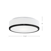 Kuzco Charlie 12in 2-Light Flush Mount | Black Metal and Opal Glass | Bedroom & Hallway | 4 x 11.5 in | Model 599002BK