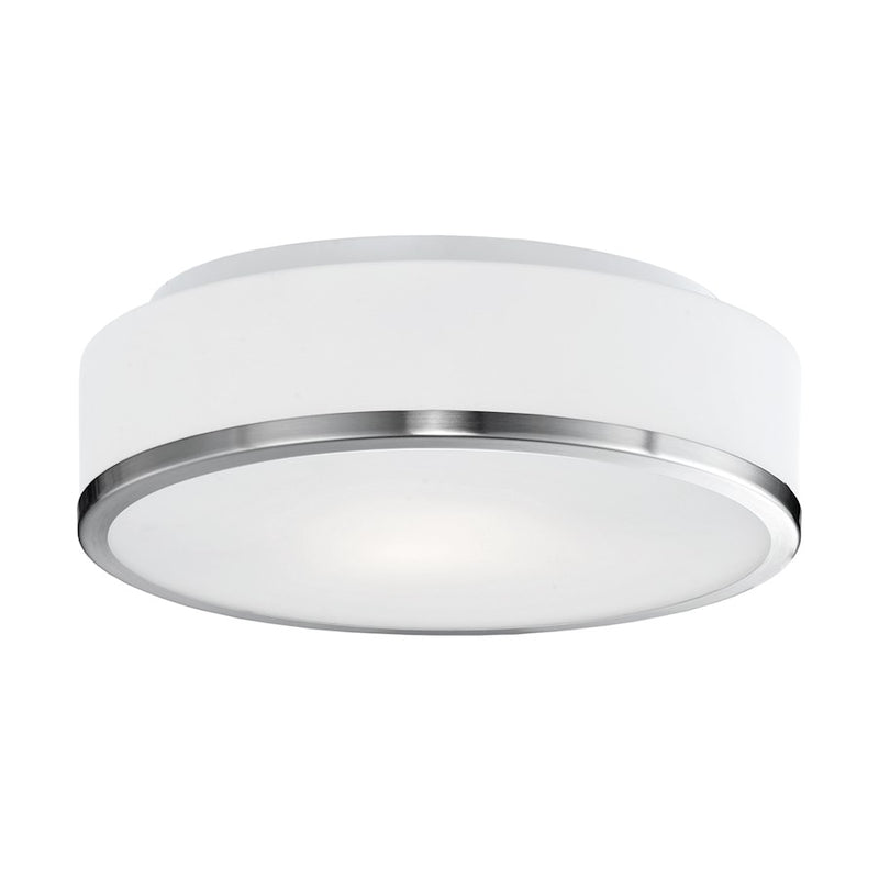 Kuzco Charlie 12in 2-Light Flush Mount | Brushed Nickel and Opal Glass | Bedroom & Hallway Ceiling Light | 11.5 x 4 in | Model 599002BN