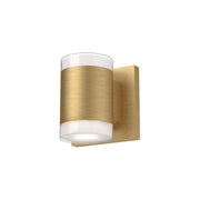 Kuzco Norfolk 5in LED Wall Sconce | Modern Brushed Gold Metal and Clear Acrylic Discs | Hallway & Bedroom Accent | 3 x 5 x 4 in | Model 601431BG-LED