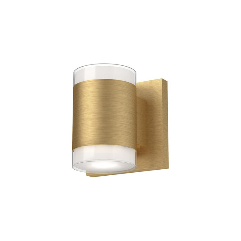 Kuzco Norfolk 5in LED Wall Sconce | Modern Brushed Gold Metal and Clear Acrylic Discs | Hallway & Bedroom Accent | 3 x 5 x 4 in | Model 601431BG-LED