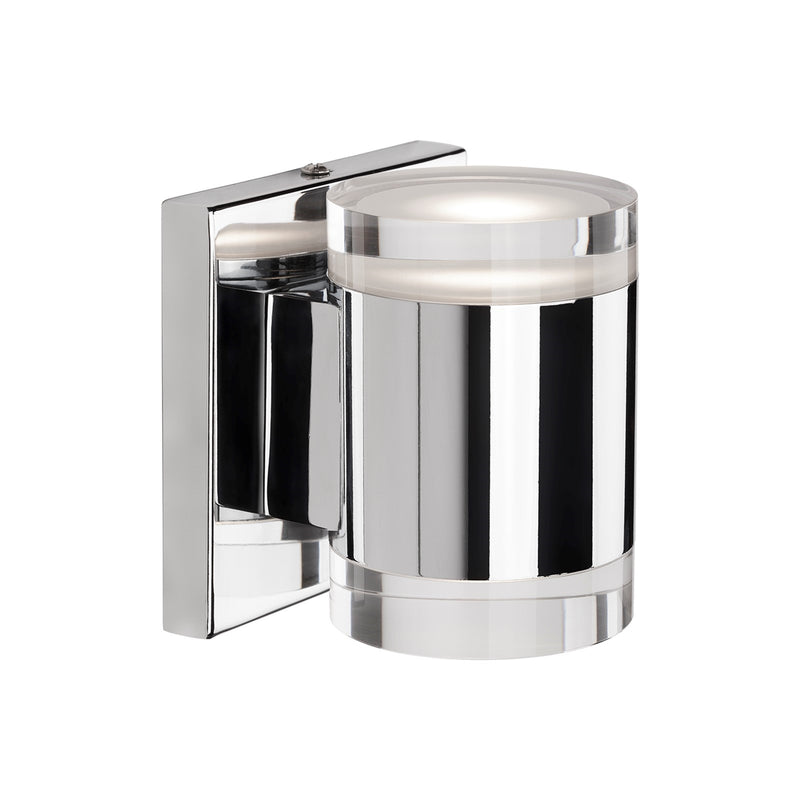 Kuzco Norfolk 3.12in LED Wall Sconce | Modern Chrome and Frosted Acrylic | Hallway & Living Room Accent | 3.12 x 4.75 in | Model 601431CH-LED