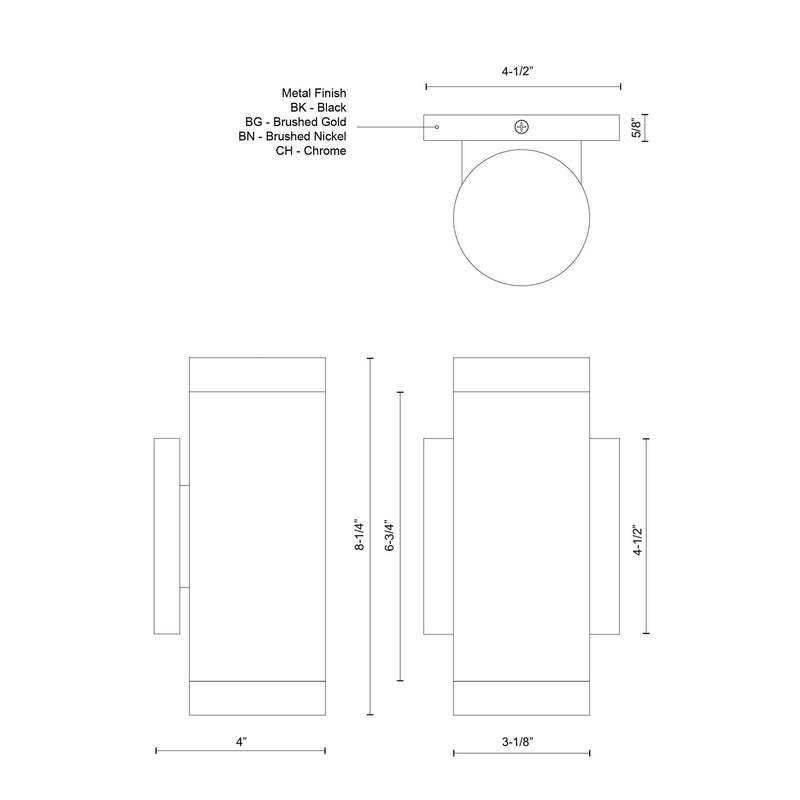 Kuzco Norfolk 8in 1-Light LED Wall Sconce | Modern Black and Frosted Acrylic Diffuser | Hallway & Bedroom Accent Light | 1200lm | Model 601432BK-LED
