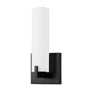 Kuzco Elizabeth 12in 1-Light LED Wall Sconce | Modern Black Metal and Opal Glass | Bedroom & Hallway Accent | Model 601484BK-LED